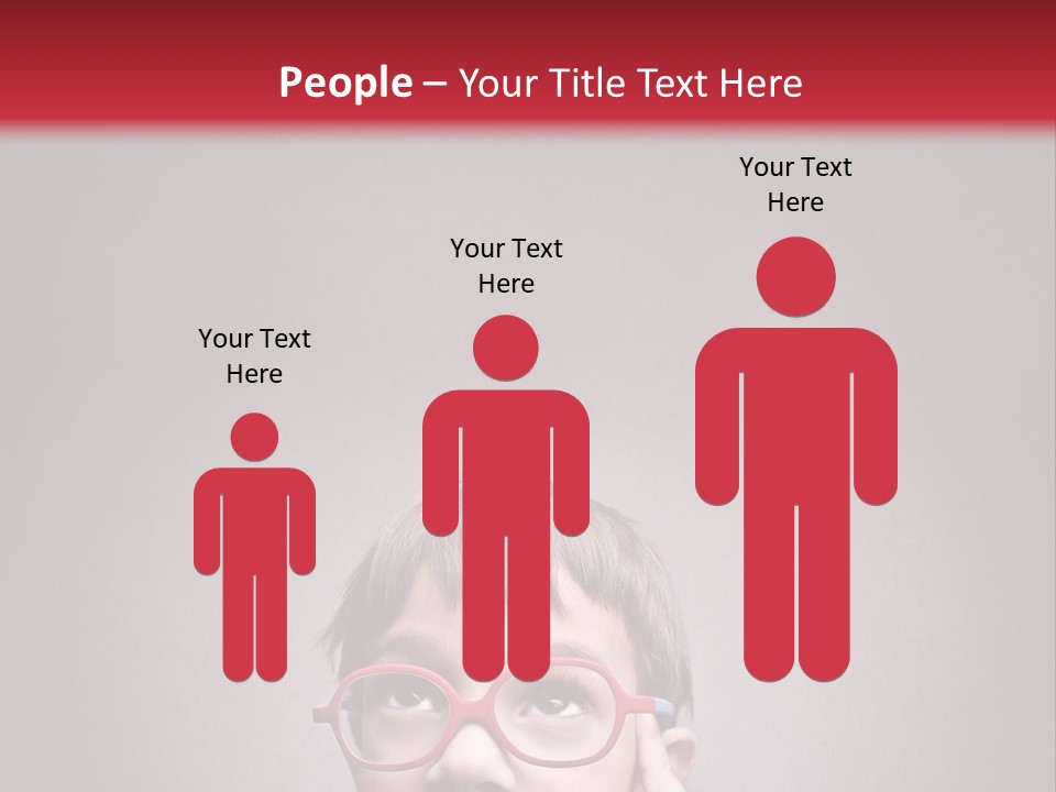 A Young Boy Wearing Glasses With A Red Background PowerPoint Template