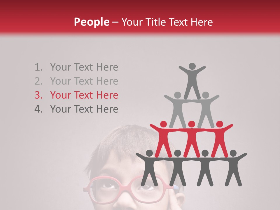 A Young Boy Wearing Glasses With A Red Background PowerPoint Template