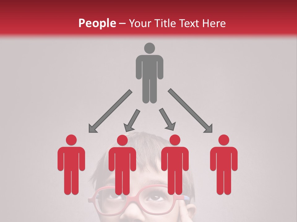 A Young Boy Wearing Glasses With A Red Background PowerPoint Template