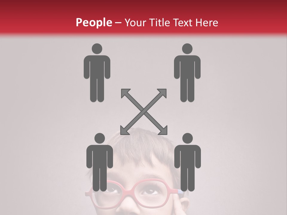 A Young Boy Wearing Glasses With A Red Background PowerPoint Template
