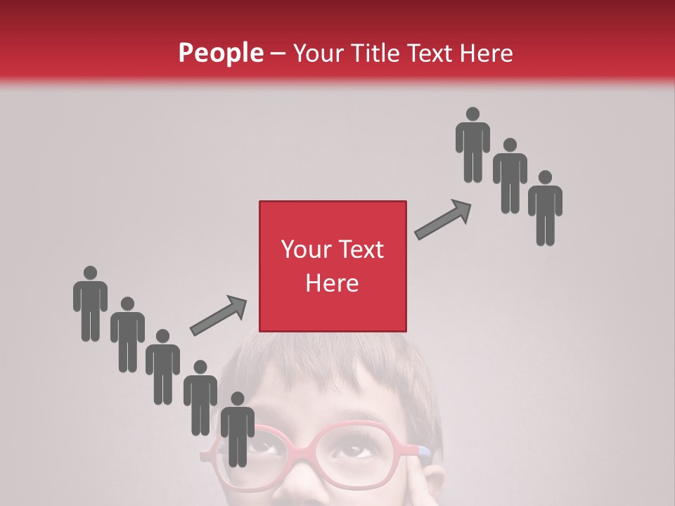 A Young Boy Wearing Glasses With A Red Background PowerPoint Template