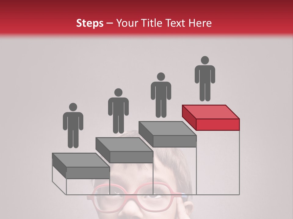 A Young Boy Wearing Glasses With A Red Background PowerPoint Template