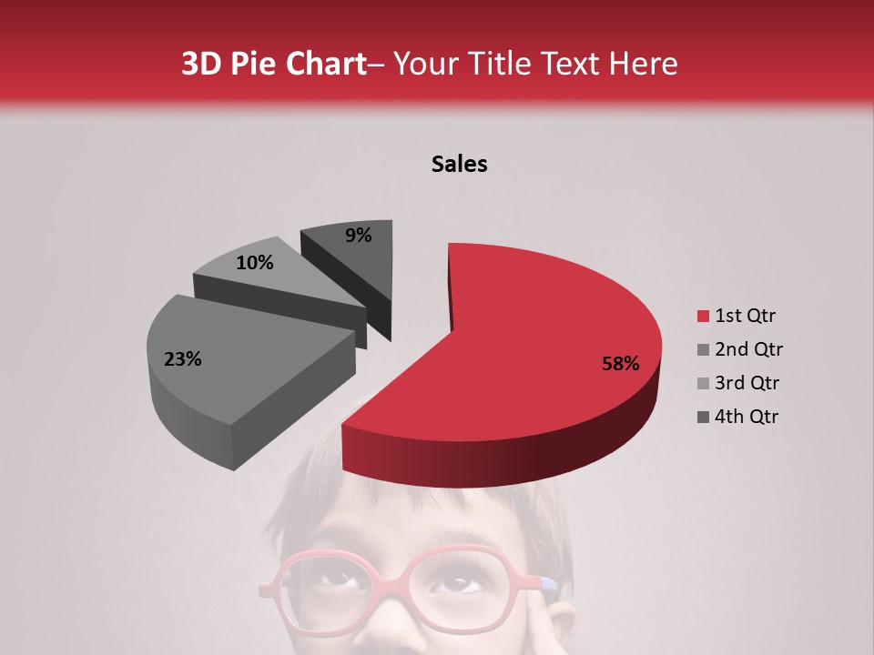 A Young Boy Wearing Glasses With A Red Background PowerPoint Template