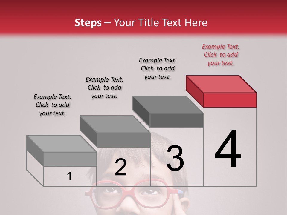 A Young Boy Wearing Glasses With A Red Background PowerPoint Template