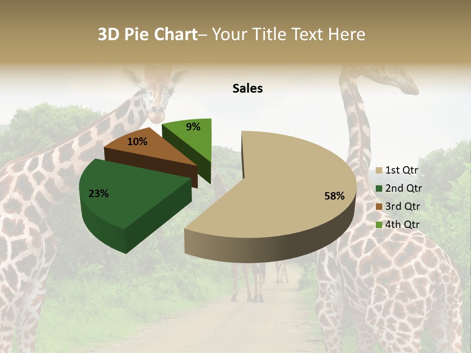 A Group Of Giraffes Walking Down A Dirt Road PowerPoint Template