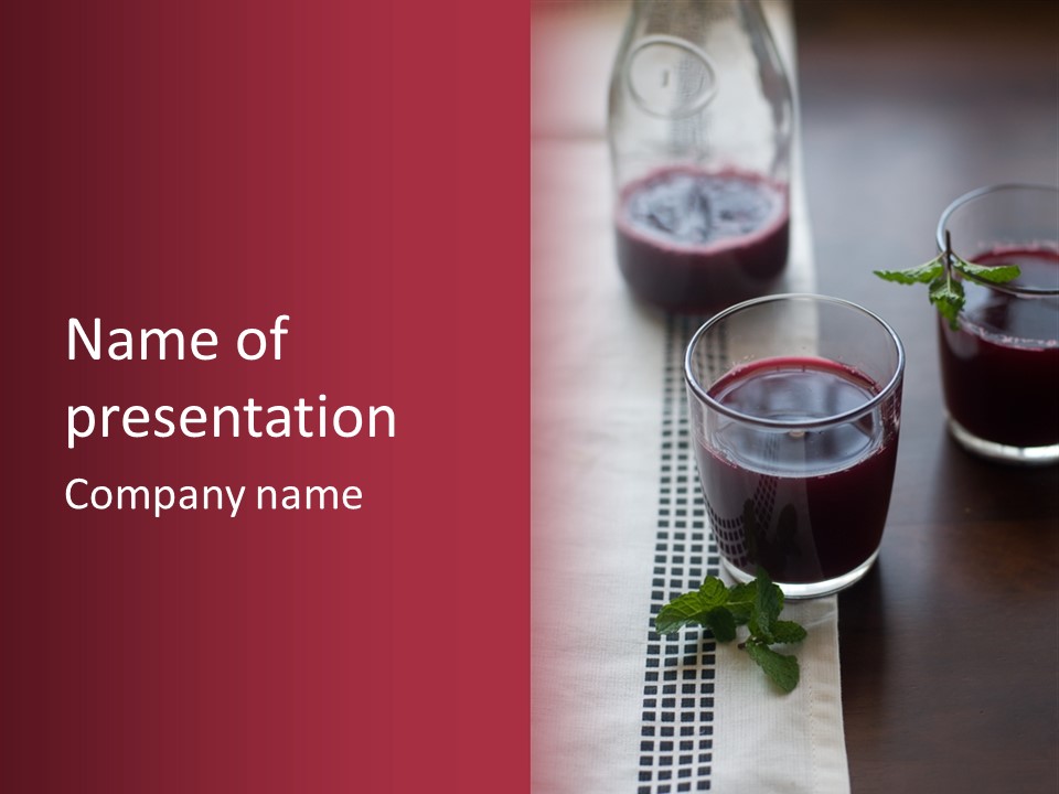 A Table Topped With Glasses Filled With Liquid PowerPoint Template