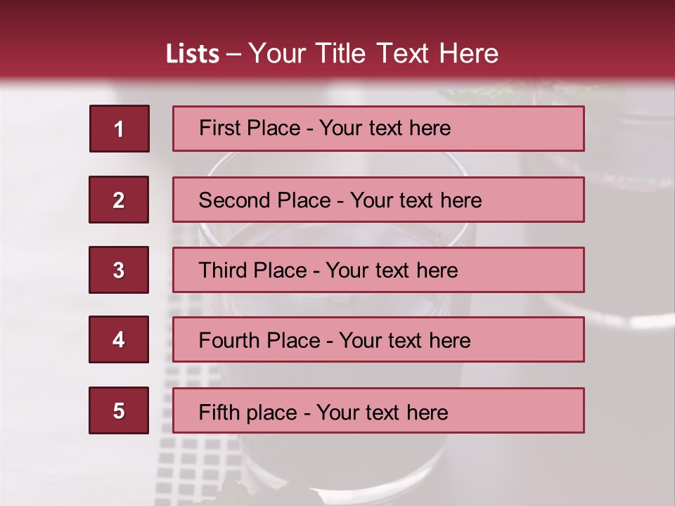 A Table Topped With Glasses Filled With Liquid PowerPoint Template