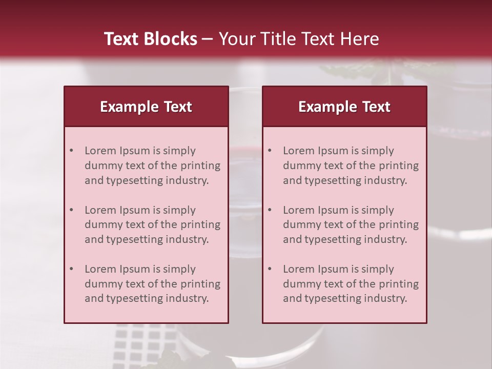 A Table Topped With Glasses Filled With Liquid PowerPoint Template