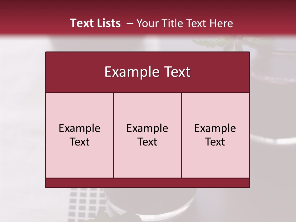 A Table Topped With Glasses Filled With Liquid PowerPoint Template