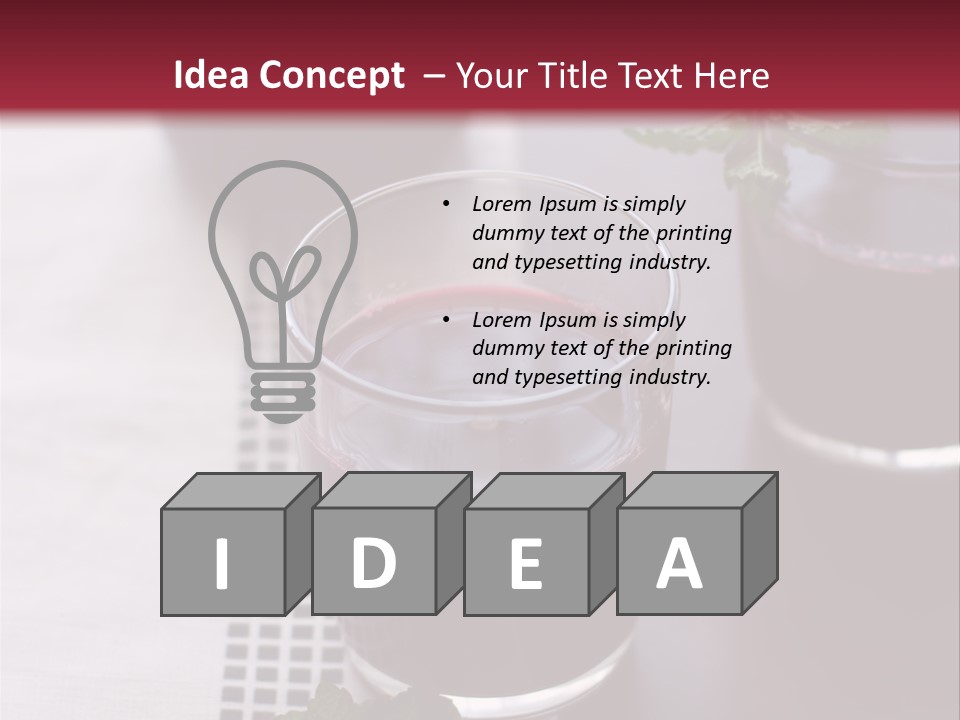 A Table Topped With Glasses Filled With Liquid PowerPoint Template