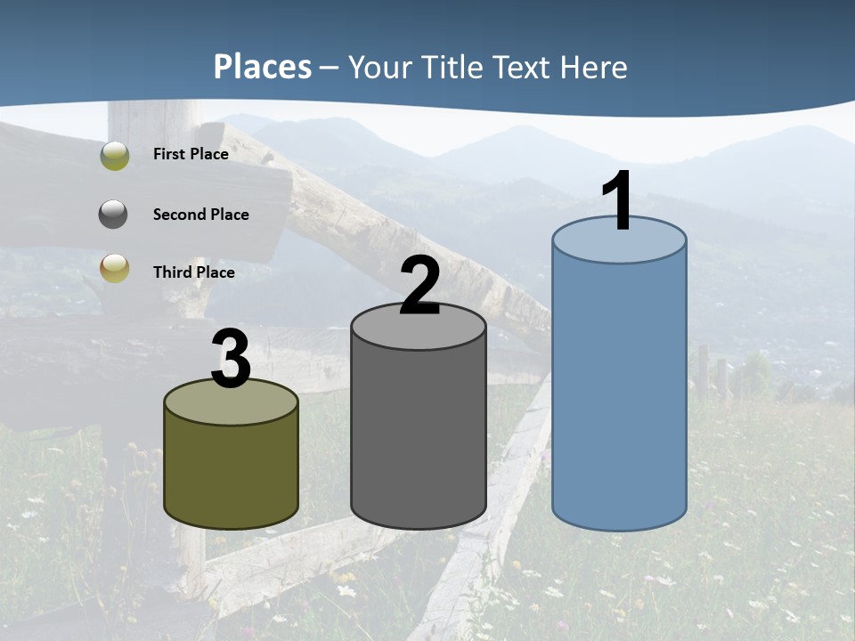 A Wooden Fence In A Grassy Field With Mountains In The Background PowerPoint Template
