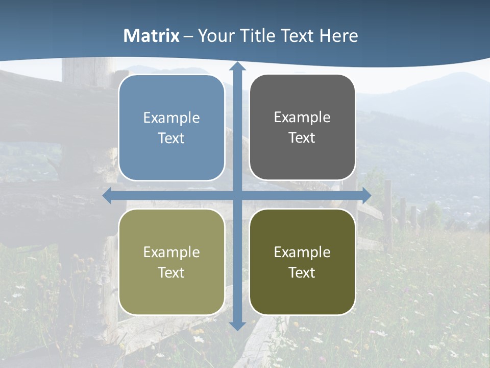 A Wooden Fence In A Grassy Field With Mountains In The Background PowerPoint Template