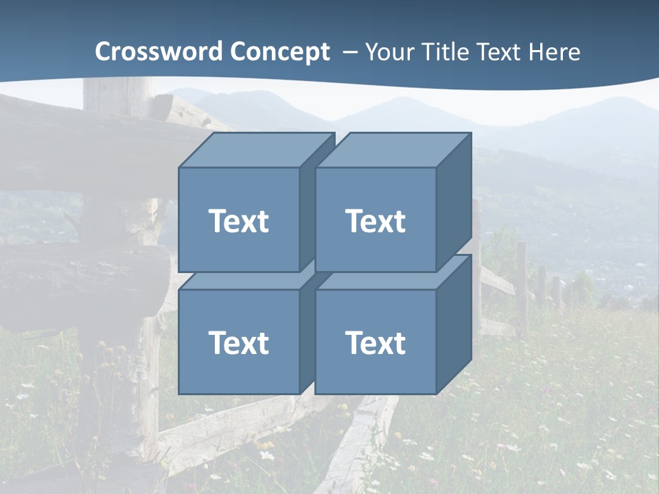 A Wooden Fence In A Grassy Field With Mountains In The Background PowerPoint Template