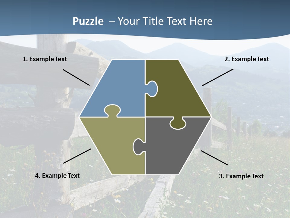 A Wooden Fence In A Grassy Field With Mountains In The Background PowerPoint Template