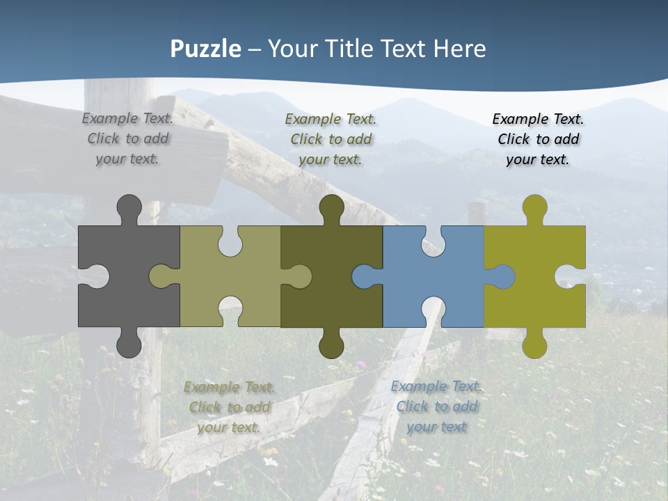 A Wooden Fence In A Grassy Field With Mountains In The Background PowerPoint Template