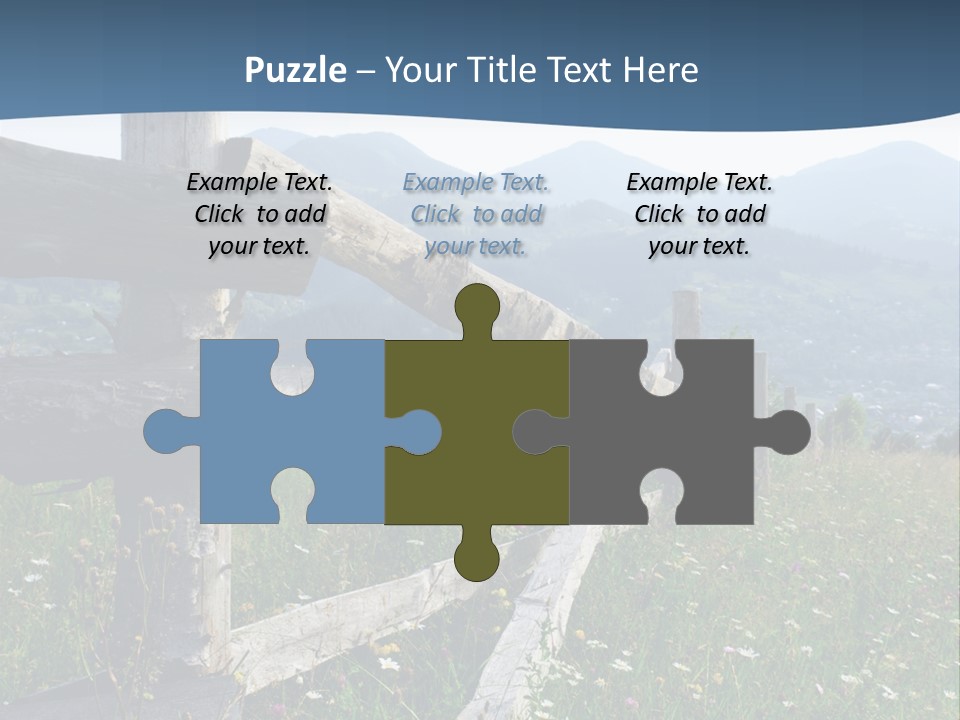 A Wooden Fence In A Grassy Field With Mountains In The Background PowerPoint Template