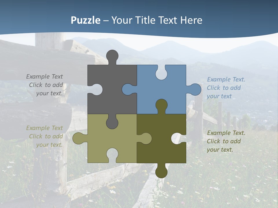 A Wooden Fence In A Grassy Field With Mountains In The Background PowerPoint Template