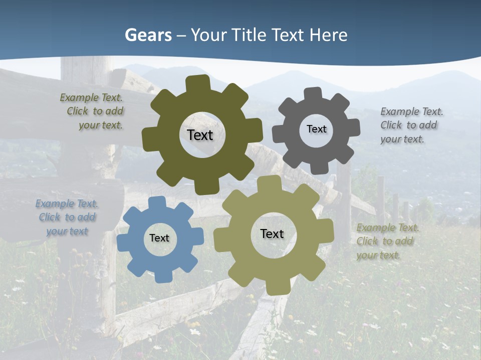 A Wooden Fence In A Grassy Field With Mountains In The Background PowerPoint Template