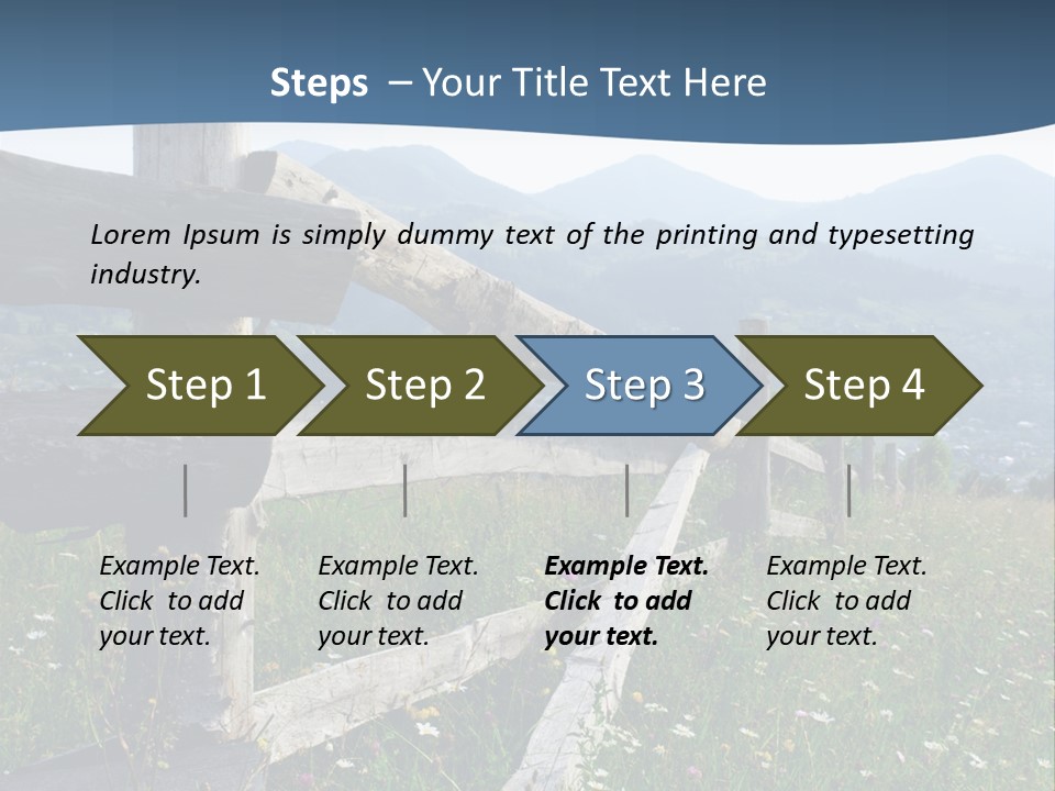 A Wooden Fence In A Grassy Field With Mountains In The Background PowerPoint Template