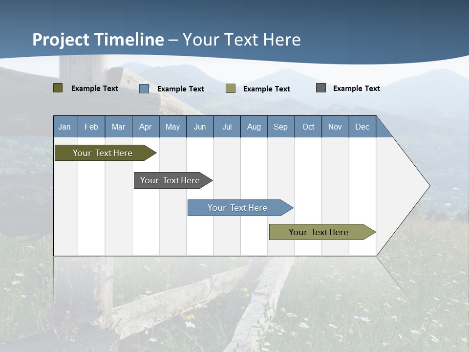 A Wooden Fence In A Grassy Field With Mountains In The Background PowerPoint Template