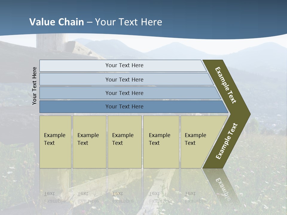 A Wooden Fence In A Grassy Field With Mountains In The Background PowerPoint Template