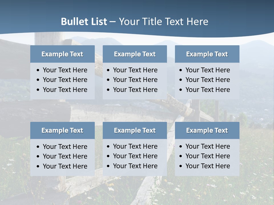 A Wooden Fence In A Grassy Field With Mountains In The Background PowerPoint Template