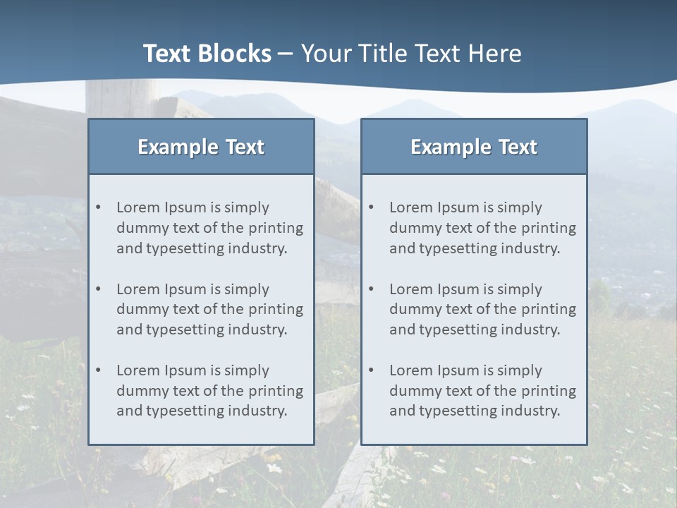 A Wooden Fence In A Grassy Field With Mountains In The Background PowerPoint Template