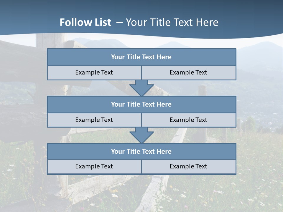 A Wooden Fence In A Grassy Field With Mountains In The Background PowerPoint Template