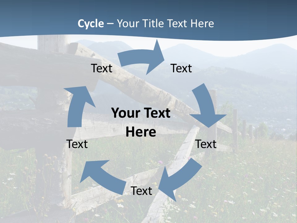 A Wooden Fence In A Grassy Field With Mountains In The Background PowerPoint Template