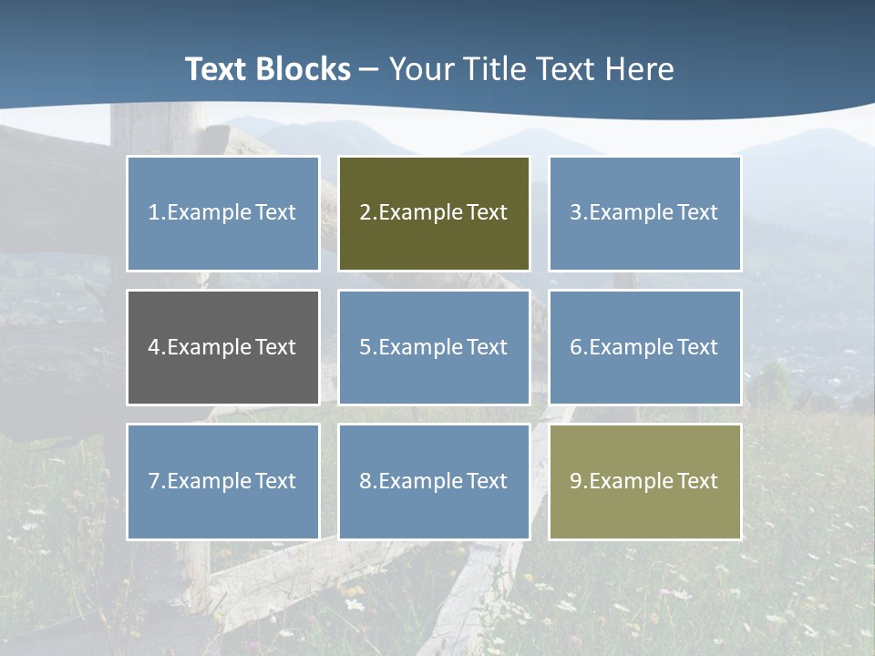 A Wooden Fence In A Grassy Field With Mountains In The Background PowerPoint Template
