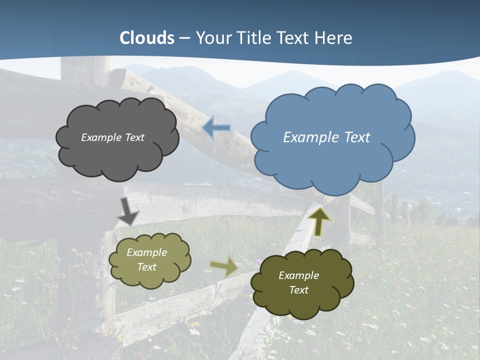 A Wooden Fence In A Grassy Field With Mountains In The Background PowerPoint Template