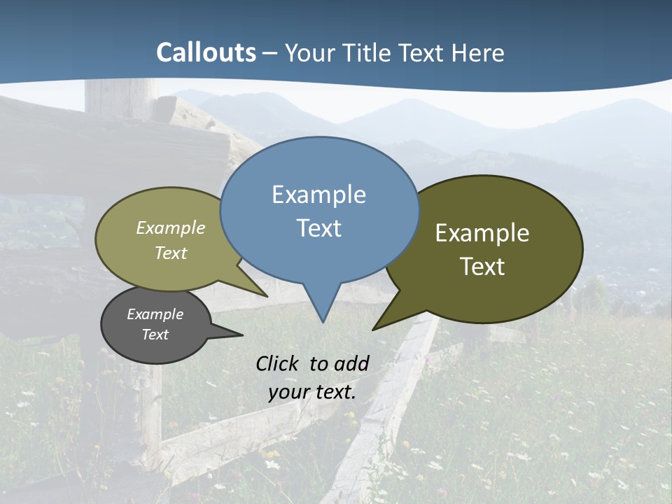 A Wooden Fence In A Grassy Field With Mountains In The Background PowerPoint Template