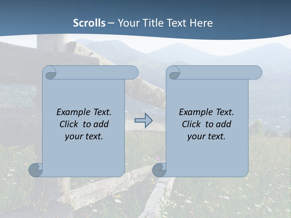A Wooden Fence In A Grassy Field With Mountains In The Background PowerPoint Template