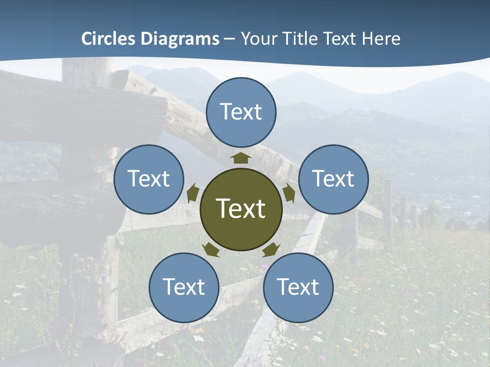 A Wooden Fence In A Grassy Field With Mountains In The Background PowerPoint Template