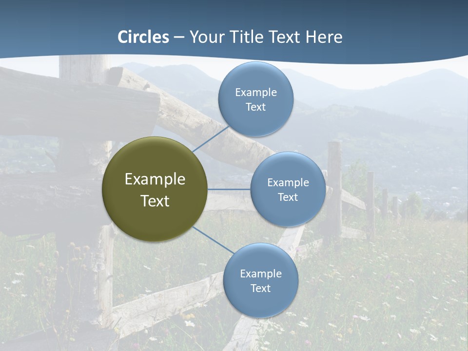 A Wooden Fence In A Grassy Field With Mountains In The Background PowerPoint Template