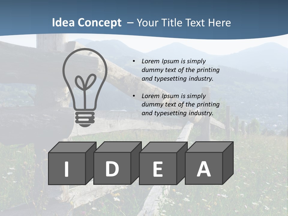 A Wooden Fence In A Grassy Field With Mountains In The Background PowerPoint Template