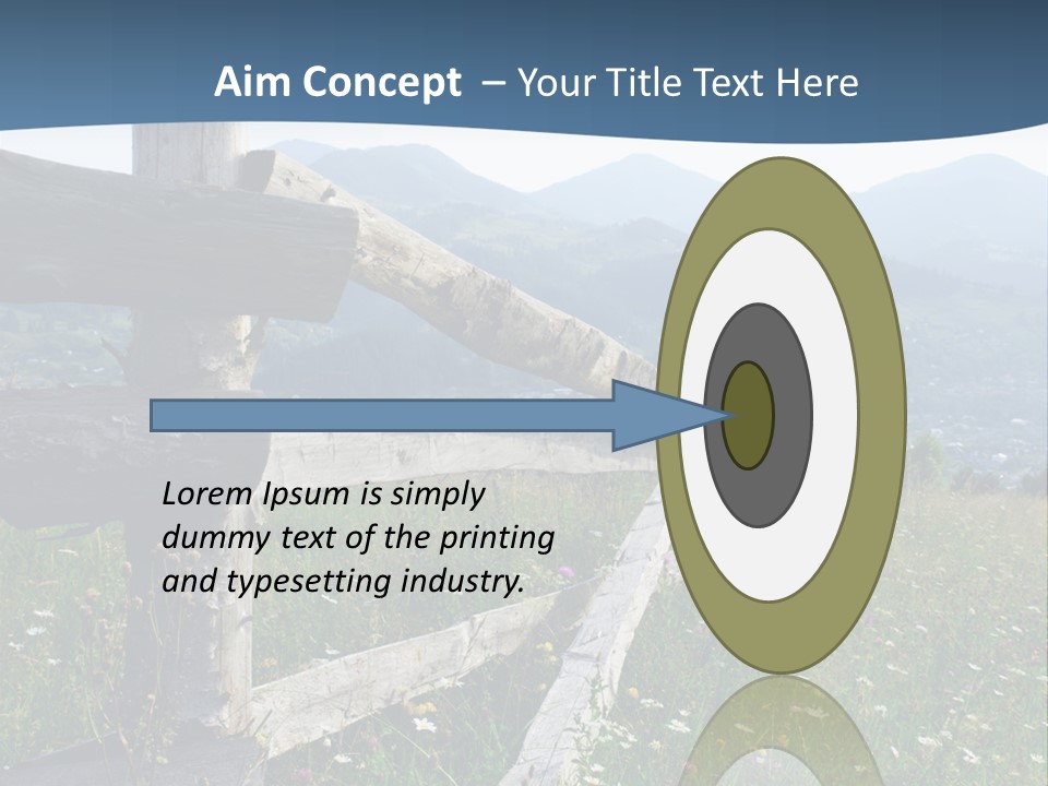 A Wooden Fence In A Grassy Field With Mountains In The Background PowerPoint Template