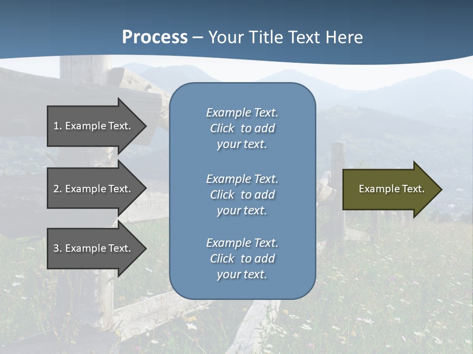 A Wooden Fence In A Grassy Field With Mountains In The Background PowerPoint Template