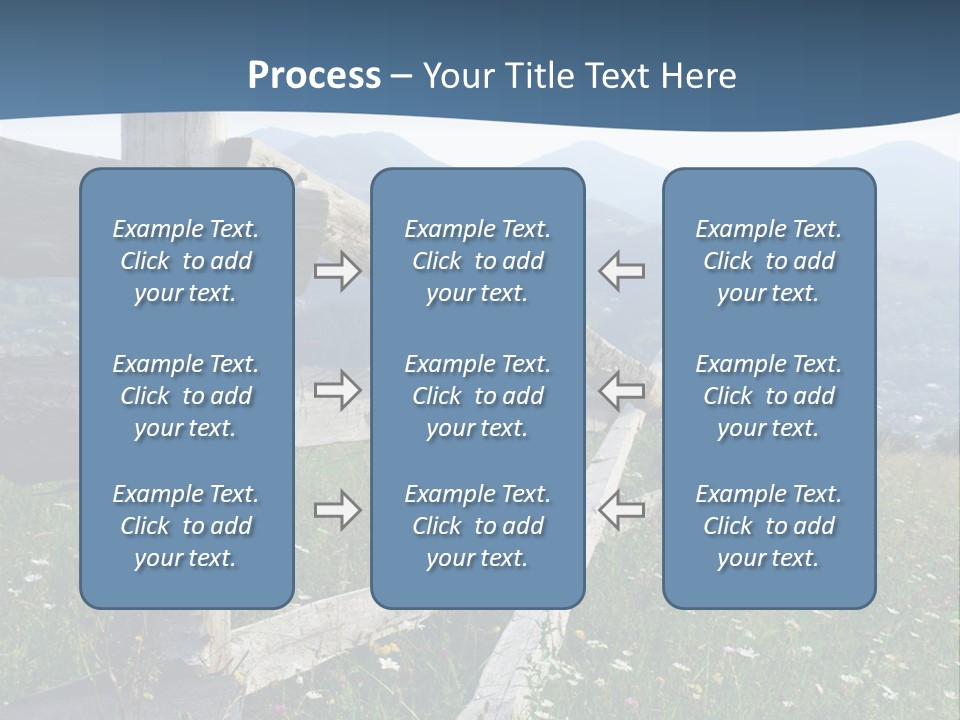 A Wooden Fence In A Grassy Field With Mountains In The Background PowerPoint Template