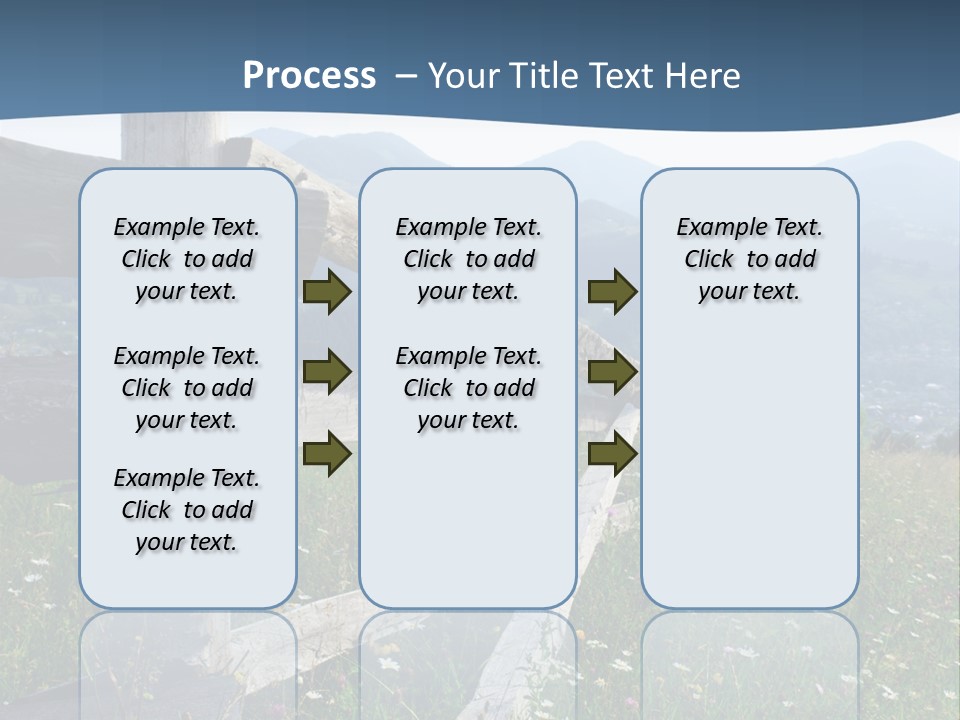 A Wooden Fence In A Grassy Field With Mountains In The Background PowerPoint Template
