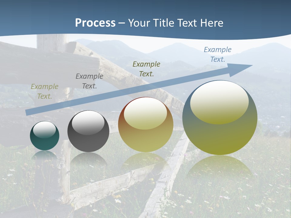 A Wooden Fence In A Grassy Field With Mountains In The Background PowerPoint Template