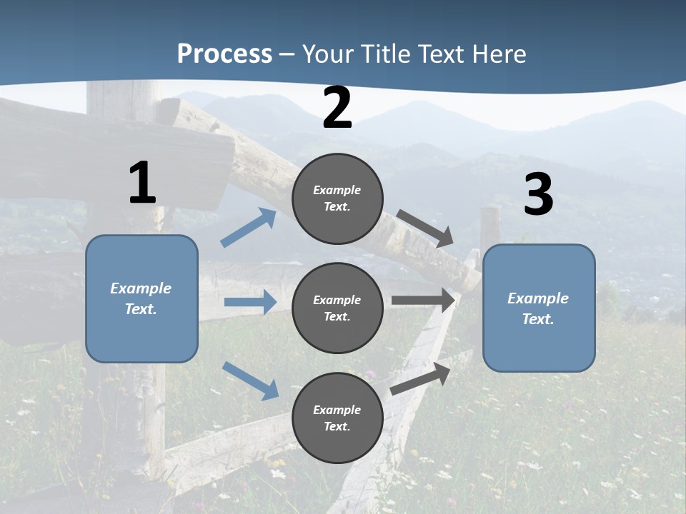 A Wooden Fence In A Grassy Field With Mountains In The Background PowerPoint Template