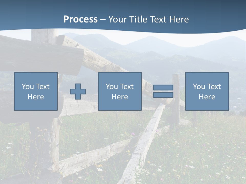 A Wooden Fence In A Grassy Field With Mountains In The Background PowerPoint Template