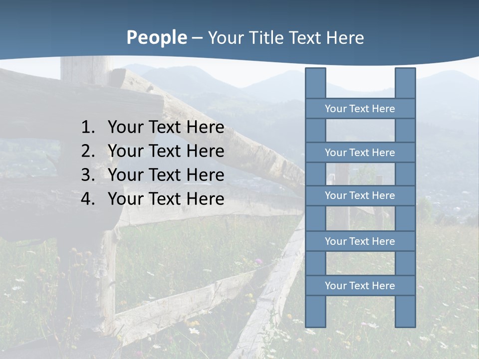 A Wooden Fence In A Grassy Field With Mountains In The Background PowerPoint Template
