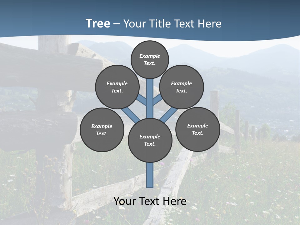 A Wooden Fence In A Grassy Field With Mountains In The Background PowerPoint Template