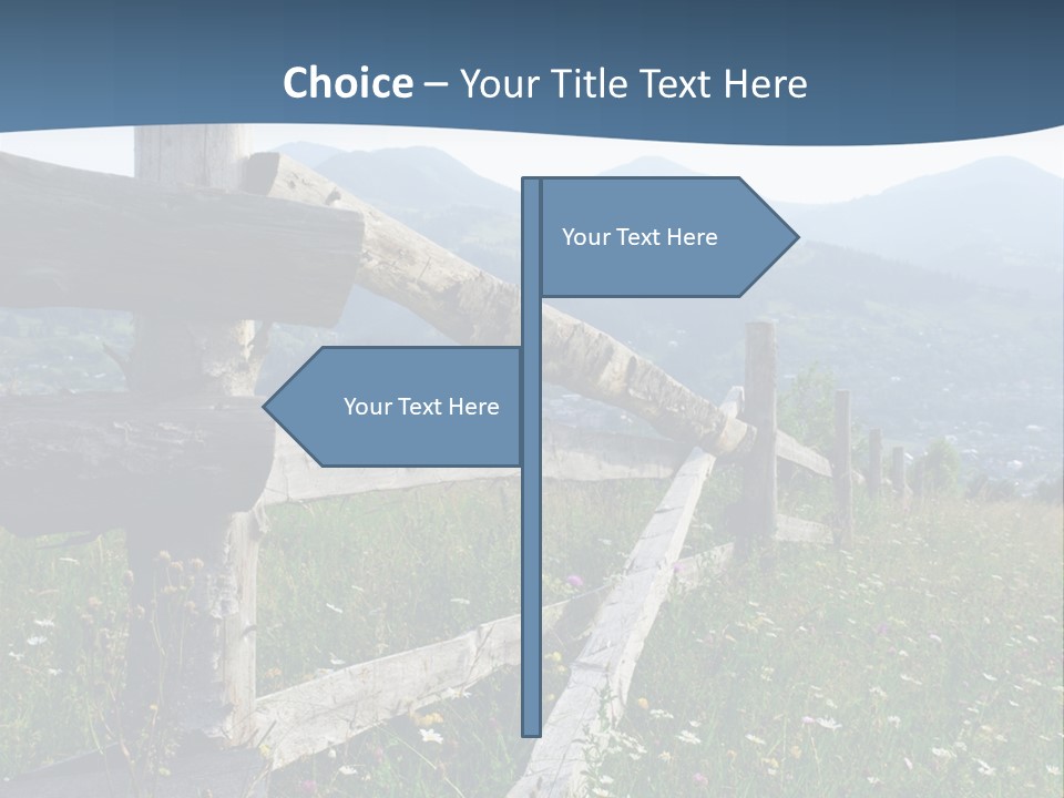 A Wooden Fence In A Grassy Field With Mountains In The Background PowerPoint Template
