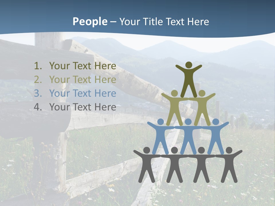 A Wooden Fence In A Grassy Field With Mountains In The Background PowerPoint Template