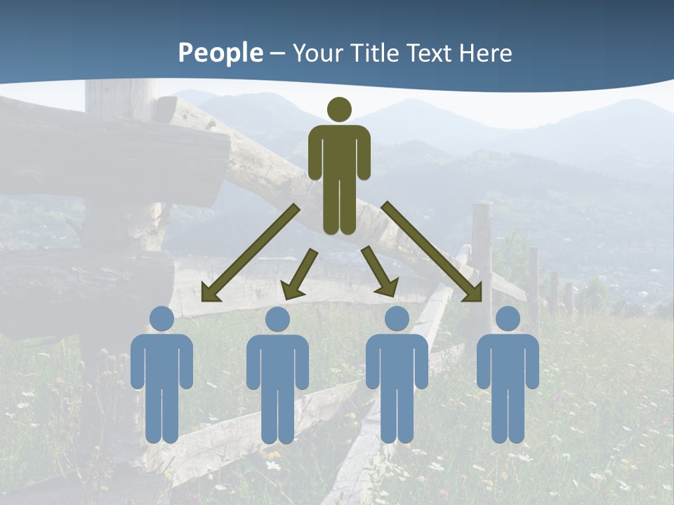 A Wooden Fence In A Grassy Field With Mountains In The Background PowerPoint Template