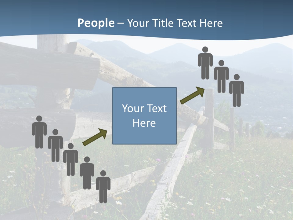 A Wooden Fence In A Grassy Field With Mountains In The Background PowerPoint Template