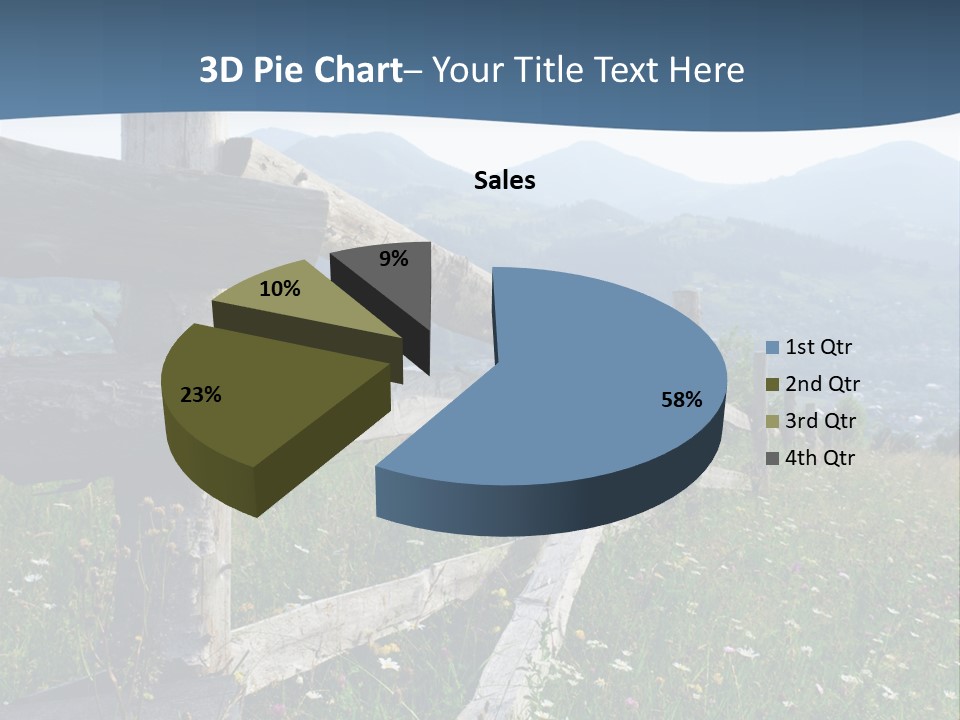 A Wooden Fence In A Grassy Field With Mountains In The Background PowerPoint Template